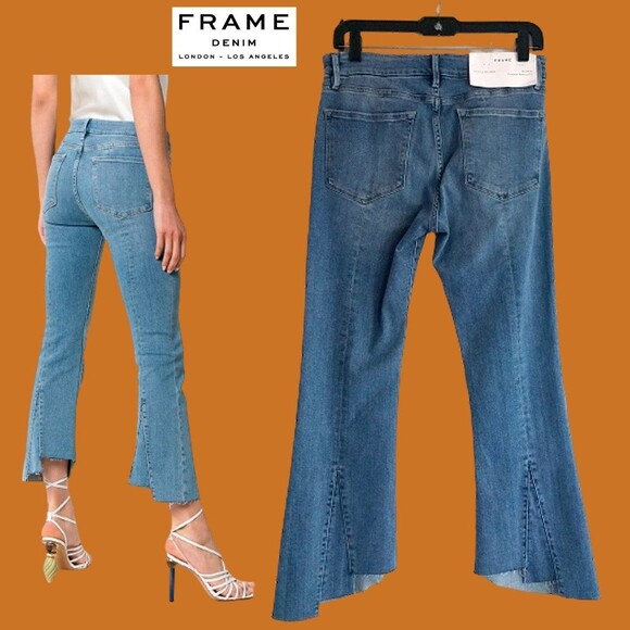 FRAME Denim NEW Bohemian: LE CROP Godet-Inset Flare Mini Boot Jean 29 - Picture 8 of 12